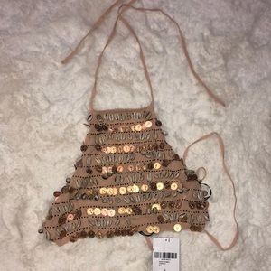 Shell and coin halter top